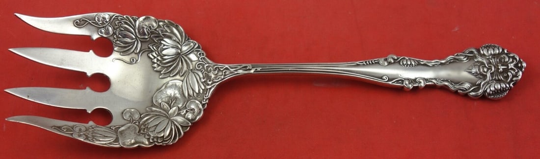 International Cleone Sterling Silver Salad Serving Fork 8.5 inches (1 of 2)