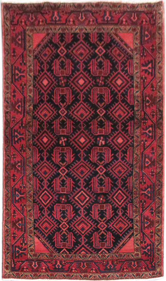 Handwoven 4'1 x 7' Pinkish Red Persian Hamadan Area Rug from Iran (1 of 6)