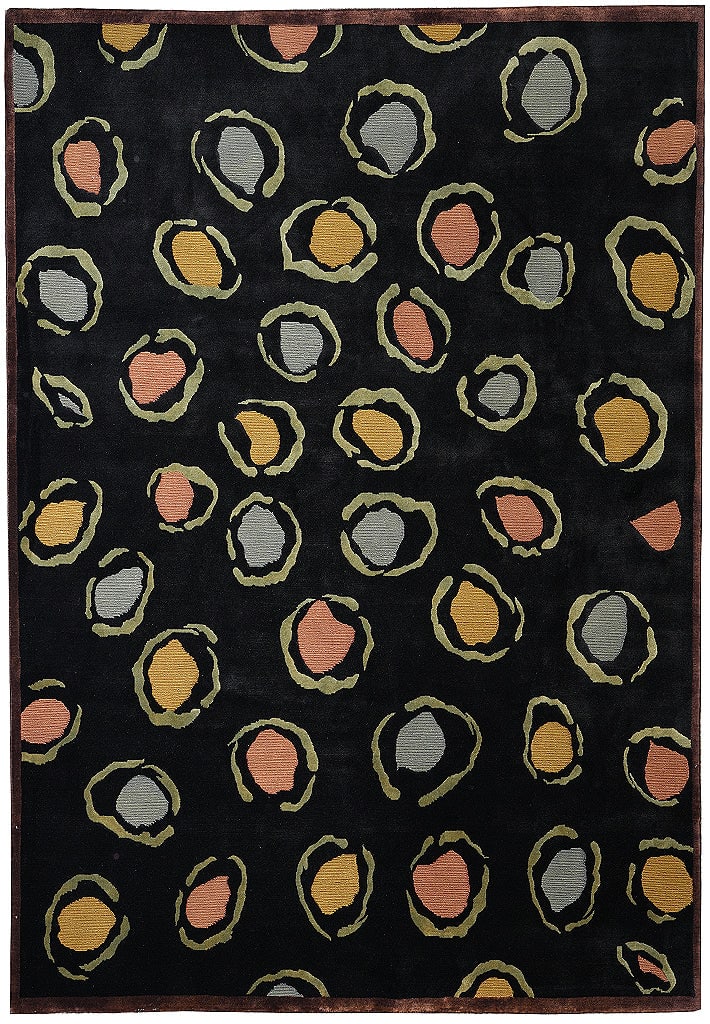 Black Modern Tibbet Handmade Wool Rug 8 x 10 Hand Knotted (1 of 12)