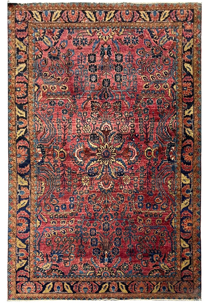 Antique Persian Sarouk Rug 4.3 x 6.6 1930's Vintage: Antique Persian Sarouk Rug 4.3 x 6.6 1930's Vintage Free continental US Shipping Discover the timeless beauty of this Antique Persian Sarouk Rug, crafted in the 1930s. Measuring 4.3 x 6.6 feet, this e