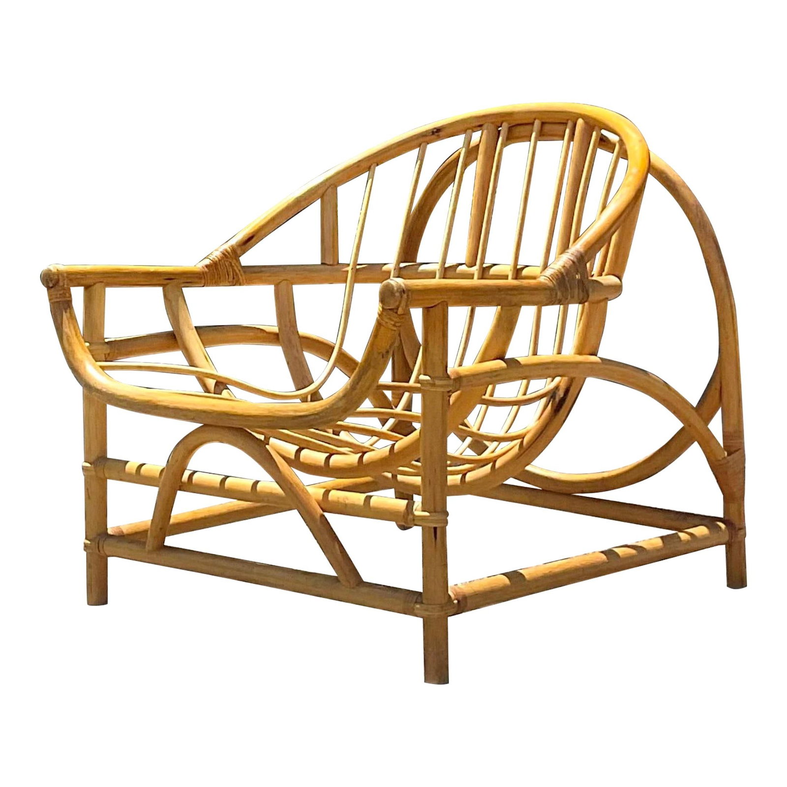 Vintage Coastal Rattan Lounge Chair Handcrafted in USA (1 of 9)