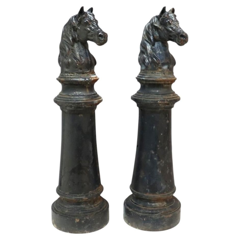 Set of 2 Cast Iron Horse Head Hitching Posts (1 of 8)