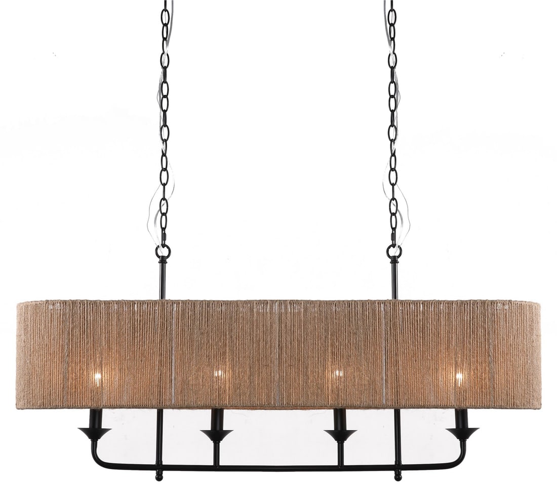 Terracotta Whitsunday Matte Black Abaca Bowl Chandelier (1 of 3)