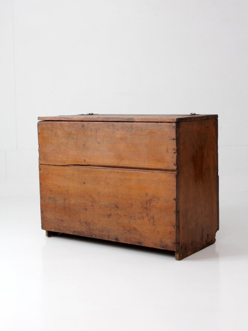 19th Century American Wood Storage Chest with Two Compartments (1 of 16)