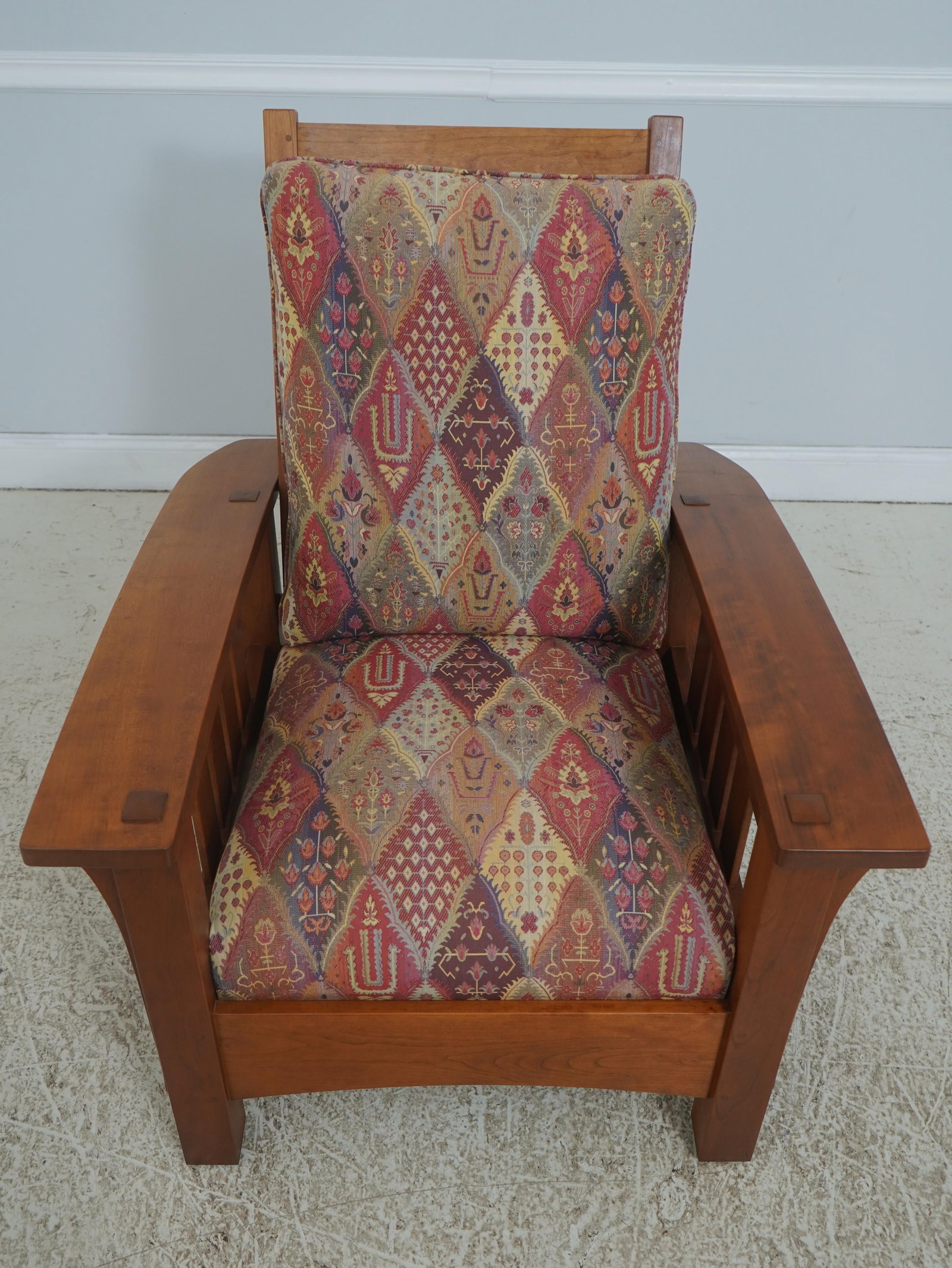 Mission Style Cherry Morris Chair with Ottoman Arts and Crafts Peg Construction (1 of 8)