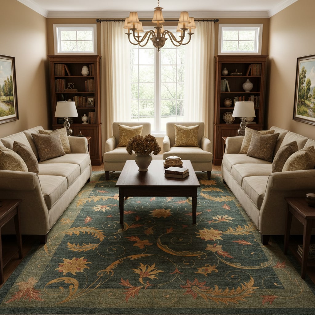 8.7 x 11.6 Nepal Hand-Knotted Wool Rug Green Transitional Contemporary (1 of 13)