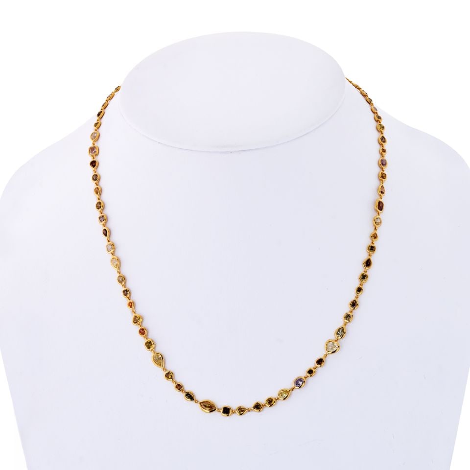 18K Yellow Gold Fancy Color Diamond By The Yard Necklace 17 Inches (1 of 4)