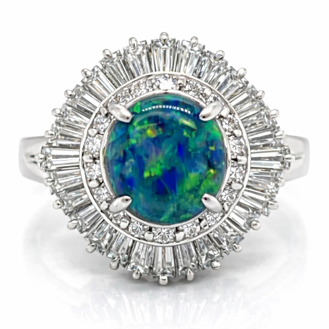 1.48 Carat Black Opal and Diamond Platinum Ring Size 6 (1 of 4)