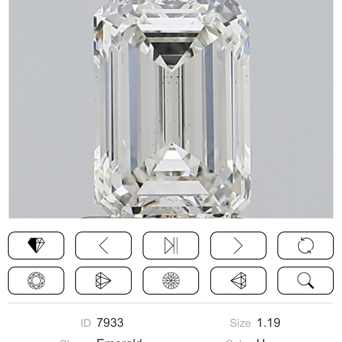 Loose Diamond - EMERALD 1.19ct H VS2: Loose Diamond - EMERALD 1.19ct H VS2 Source: This is a real non-mined Diamond that has been grown in a lab Shape: EMERALD Carats: 1.19 Color: H Clarity: VS2 Certification: IGI Video: Video Link
