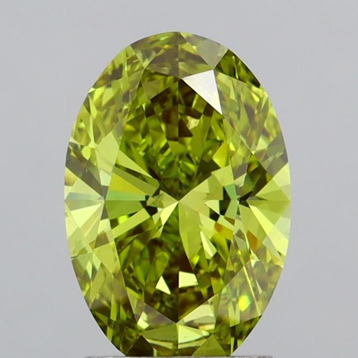Loose Diamond - OVAL 2.15ct Fancy Vivid Yellowish Green VS1: Loose Diamond - OVAL 2.15ct Fancy Vivid Yellowish Green VS1 Source: This is a real non-mined Diamond that has been grown in a lab Shape: OVAL Carats: 2.15 Color: Fancy Vivid Yellowish Green Certificat