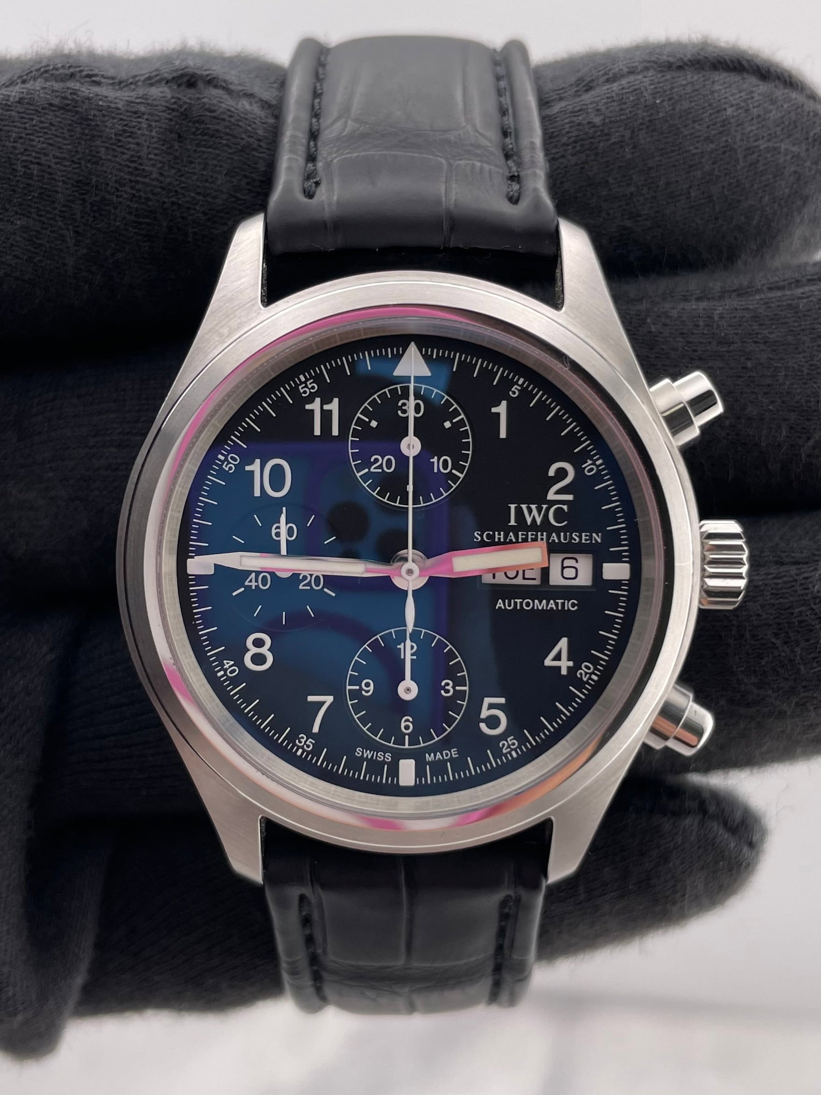 IWC Pilot Chrono Black Dial Leather Strap Ref IW370603 (1 of 5)