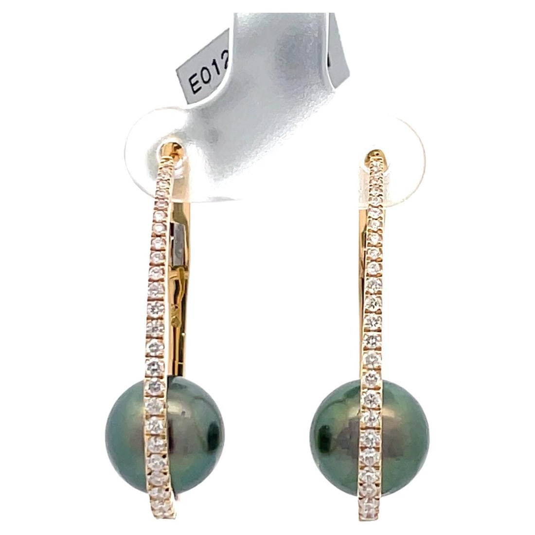Harbor Diamonds 18K Yellow Gold Diamond Pearl Hoop Earrings 0.52 Carats 10-11MM (1 of 9)