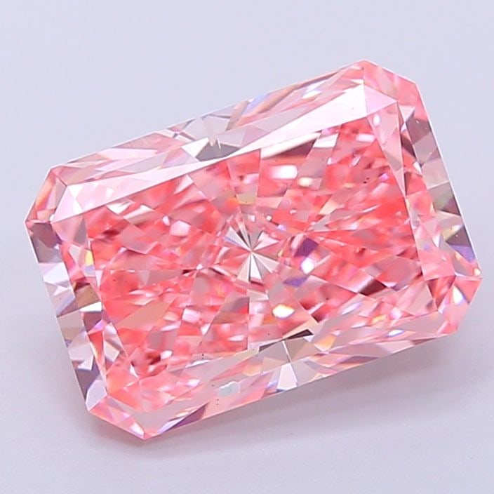 Loose Diamond - RADIANT 3.31ct Fancy Vivid Pink VS2: Loose Diamond - RADIANT 3.31ct Fancy Vivid Pink VS2 Source: This is a real non-mined Diamond that has been grown in a lab Shape: RADIANT Carats: 3.31 Color: Fancy Vivid Pink Certification: IGI Video: