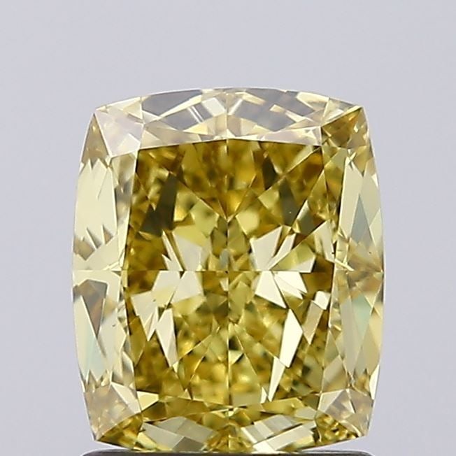 Loose Diamond - CUSHION MODIFIED 1.5ct Fancy Vivid Yellow VS1: Loose Diamond - CUSHION MODIFIED 1.5ct Fancy Vivid Yellow VS1 Source: This is a real non-mined Diamond that has been grown in a lab Shape: CUSHION MODIFIED Carats: 1.5 Color: Fancy Vivid Yellow Certif