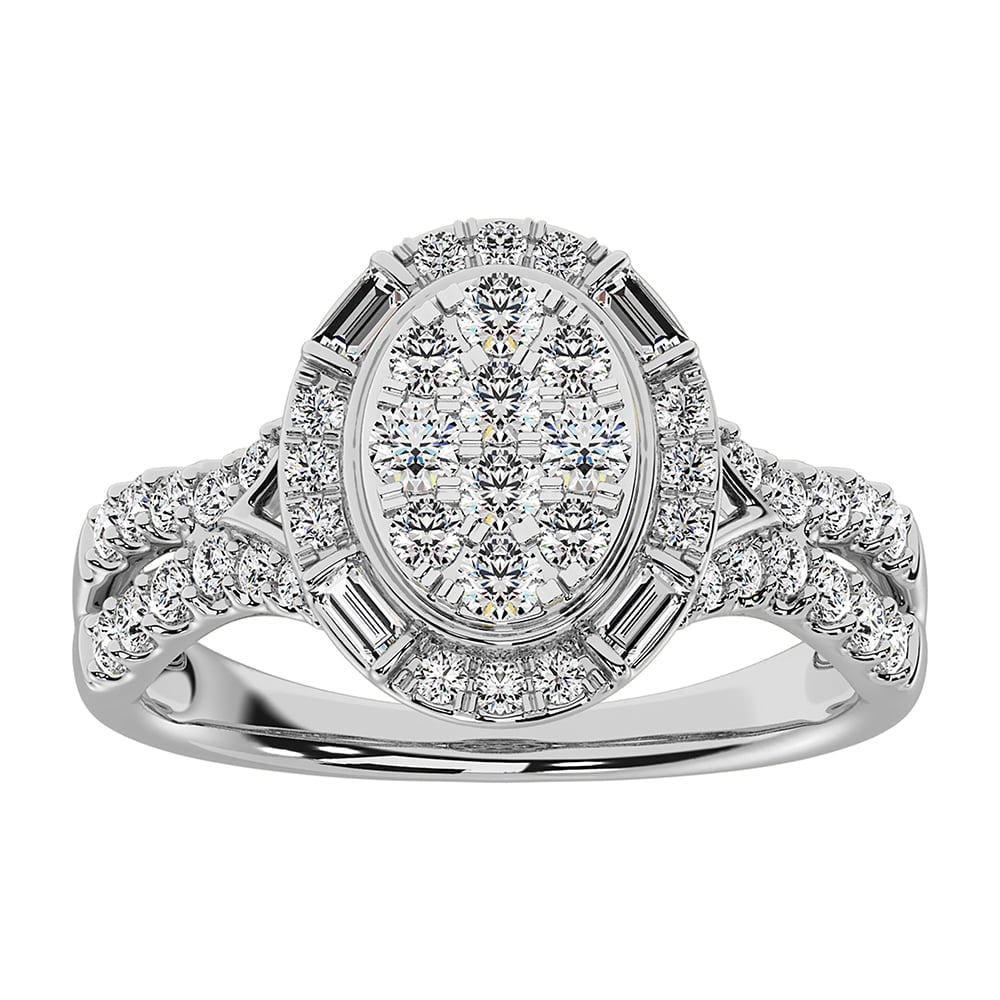 14K White Gold 1 Ct.Tw. Diamond Pear Shape Engagement Ring: 14K White Gold 1 Ct.Tw. Diamond Pear Shape Engagement Ring 14k White Gold Stone Color: G-h Stone Clarity: I1 Each ring is presented in standard size 6.5. Complimentary resizing is available between si