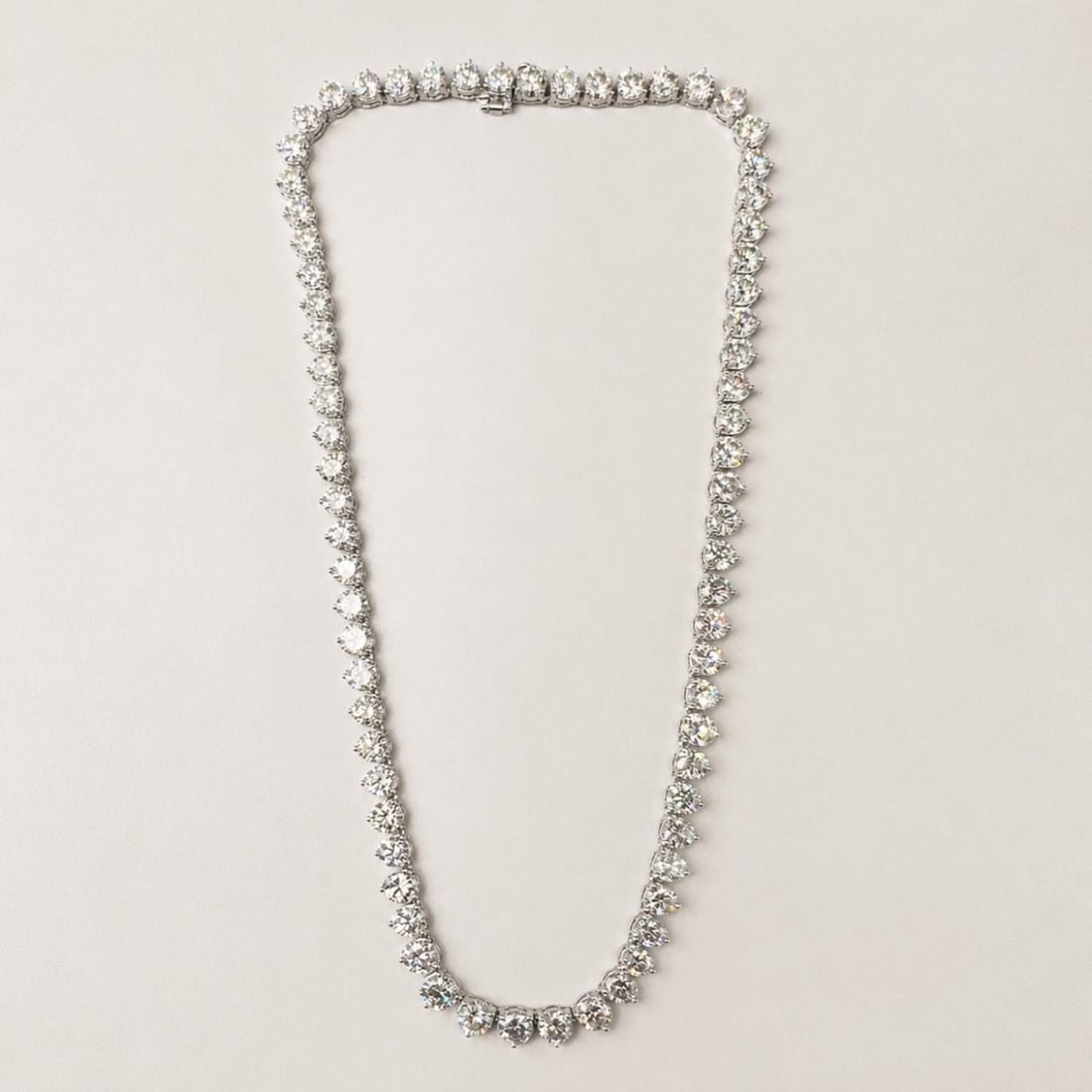 Graduated Diamond Riviera Necklace 18K White Gold 40 Ct 16 Inch (1 of 5)