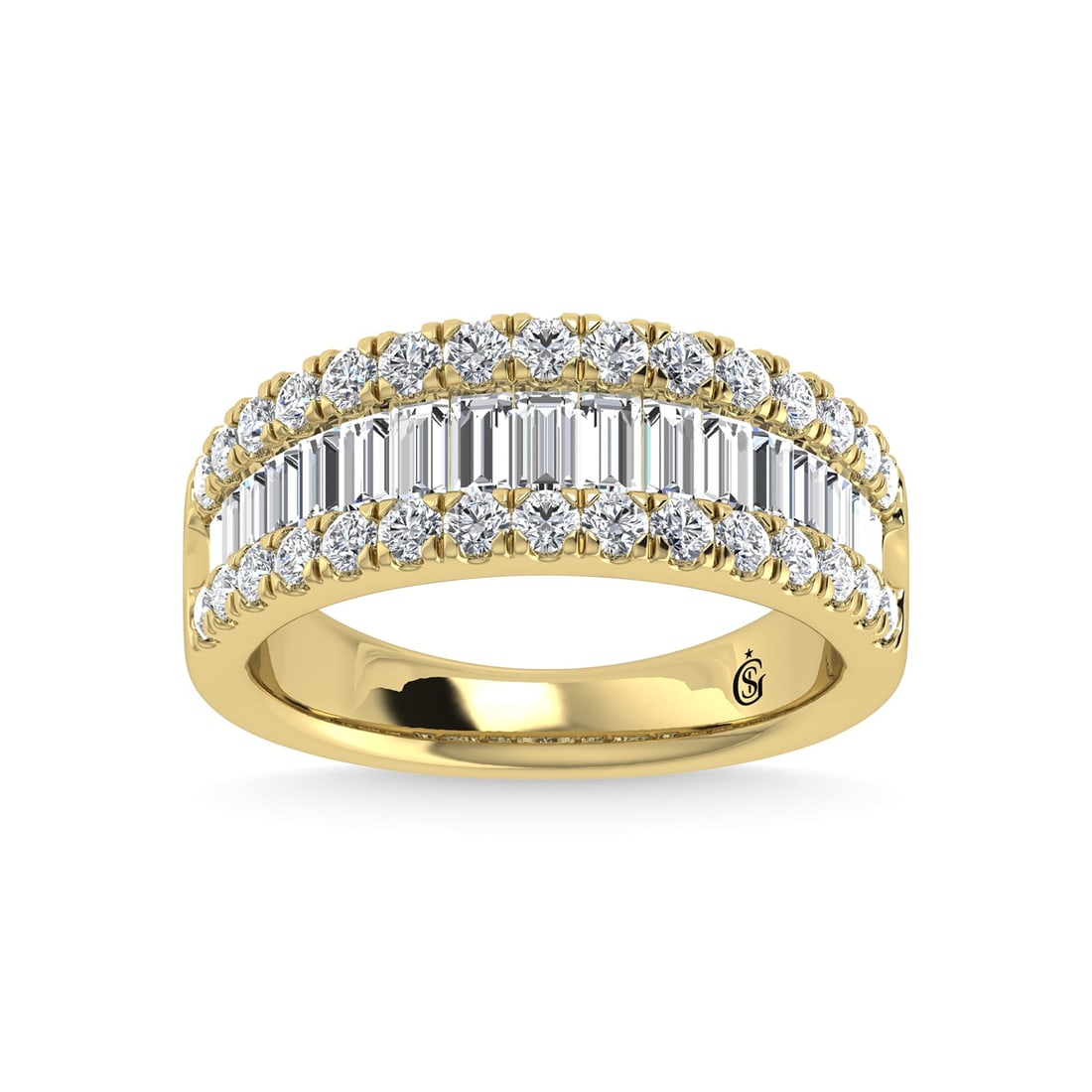 14K Yellow Gold Lab Grown Diamond 1 Ct.Tw. Wedding Band: 14K Yellow Gold Lab Grown Diamond 1 Ct.Tw. Wedding Band Warm and radiant, this 14K yellow gold wedding band features 1 Ct.Tw. of lab grown diamonds, designed to celebrate love with enduring beauty. 14