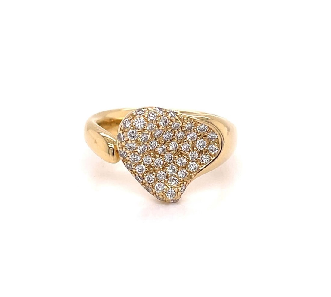 Tiffany Elsa Peretti Full Heart diamond open ring 18k gold size 5.5: Tiffany Elsa Peretti Full Heart diamond open ring 18k gold size 5.5 This Tiffany & Co. Elsa Peretti Full Heart open ring is crafted from solid 18k yellow gold and features a sculptural open-heart moti