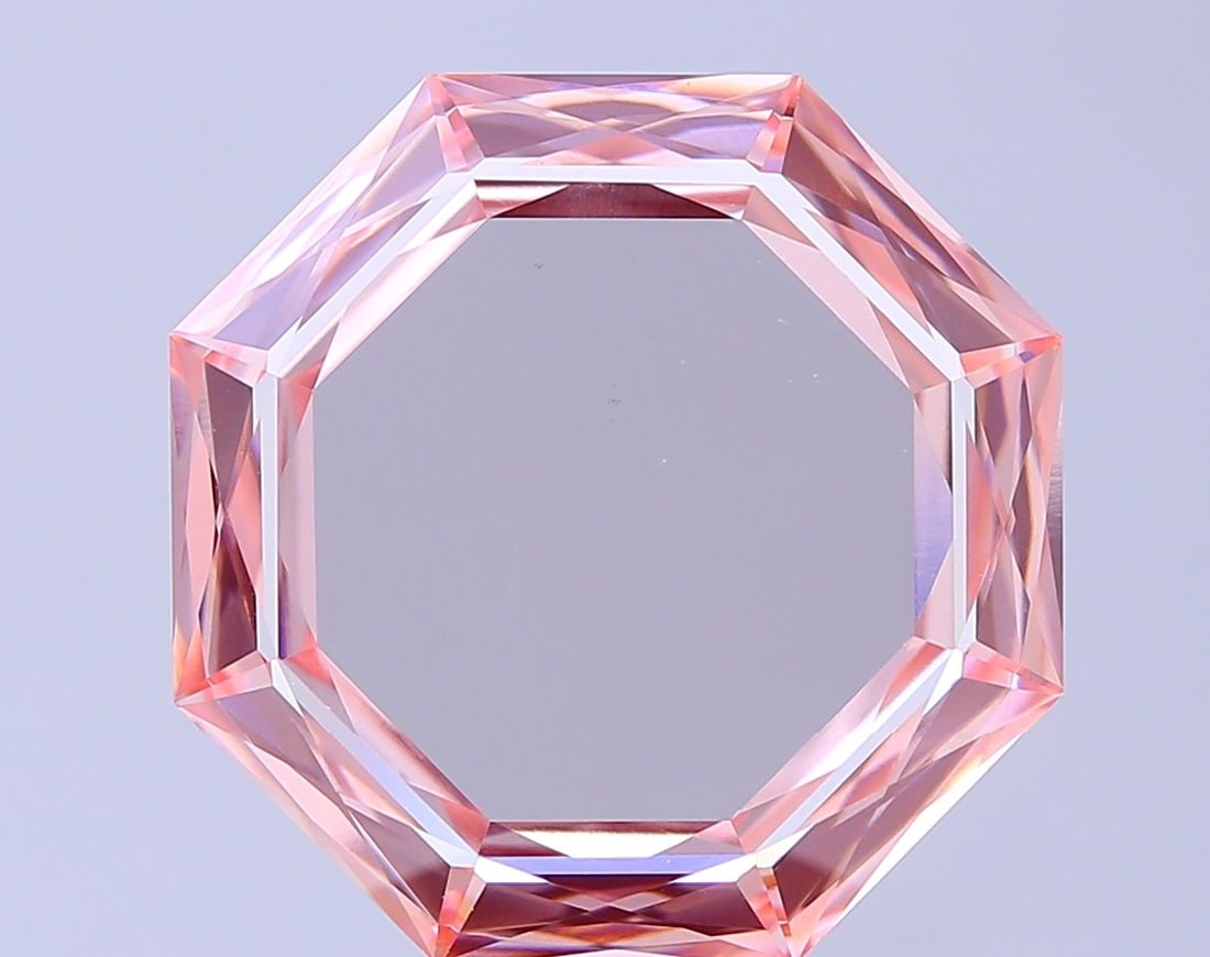 Loose Diamond - OCTAGONAL 11.26ct Fancy Pink VVS2: Loose Diamond - OCTAGONAL 11.26ct Fancy Pink VVS2 Source: This is a real non-mined Diamond that has been grown in a lab Shape: OCTAGONAL Carats: 11.26 Color: Fancy Pink Certification: IGI Video: