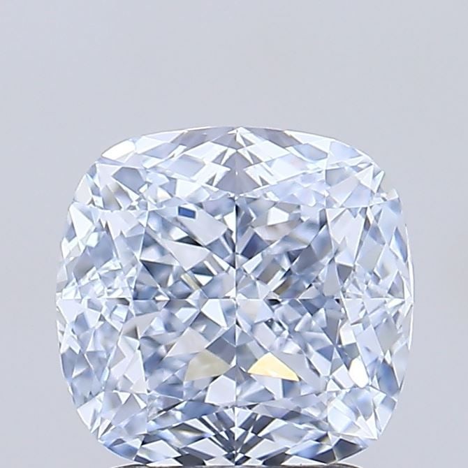 Loose Diamond - CUSHION MODIFIED 1.83ct Fancy Light Blue VVS1: Loose Diamond - CUSHION MODIFIED 1.83ct Fancy Light Blue VVS1 Source: This is a real non-mined Diamond that has been grown in a lab Shape: CUSHION MODIFIED Carats: 1.83 Color: Fancy Light Blue Certifi