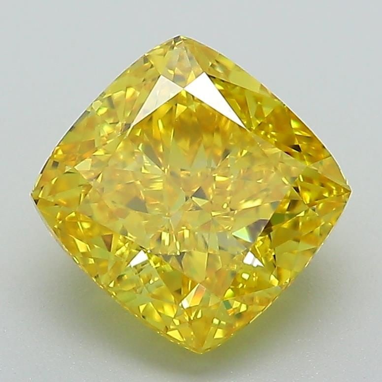 Loose Diamond - CUSHION MODIFIED 2.69ct Fancy Vivid Yellow VS1: Loose Diamond - CUSHION MODIFIED 2.69ct Fancy Vivid Yellow VS1 Source: This is a real non-mined Diamond that has been grown in a lab Shape: CUSHION MODIFIED Carats: 2.69 Color: Fancy Vivid Yellow Cert