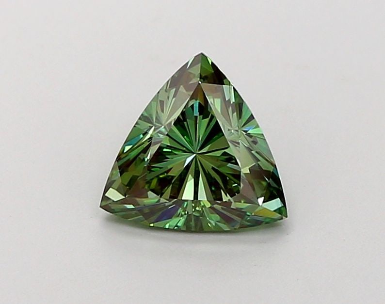 Loose Diamond - TRIANGULAR 1.12ct Fancy Vivid Green VVS2: Loose Diamond - TRIANGULAR 1.12ct Fancy Vivid Green VVS2 Source: This is a real non-mined Diamond that has been grown in a lab Shape: TRIANGULAR Carats: 1.12 Color: Fancy Vivid Green Certification: IG