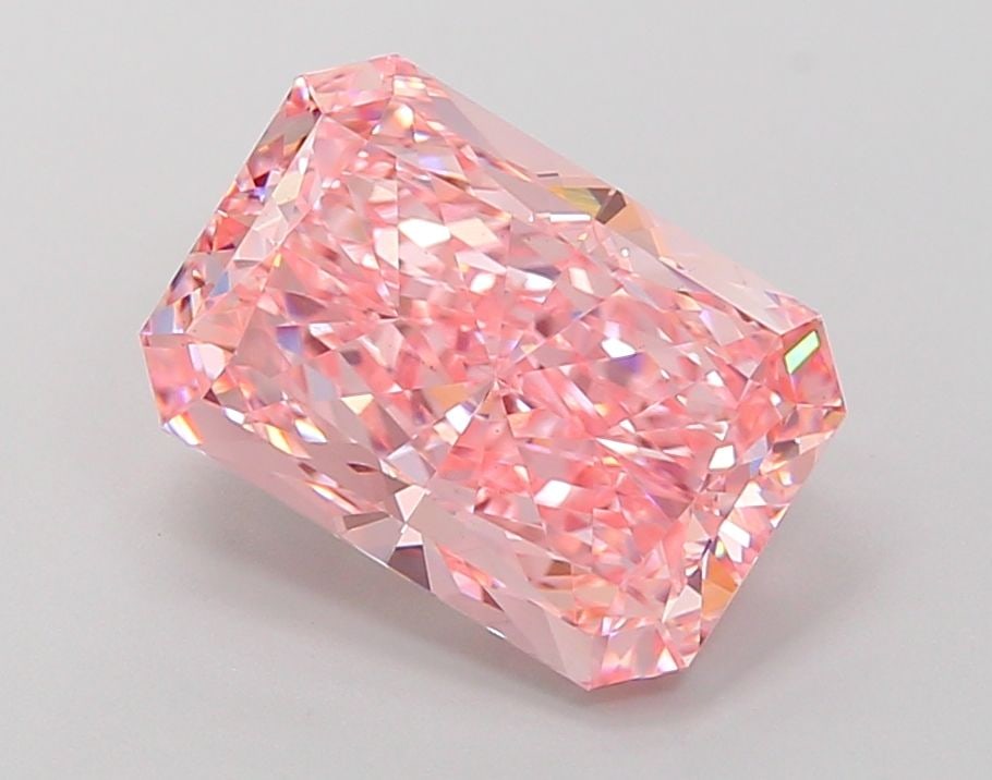 Loose Diamond - RADIANT 4.12ct Fancy Vivid Pink VS1: Loose Diamond - RADIANT 4.12ct Fancy Vivid Pink VS1 Source: This is a real non-mined Diamond that has been grown in a lab Shape: RADIANT Carats: 4.12 Color: Fancy Vivid Pink Certification: IGI Video: