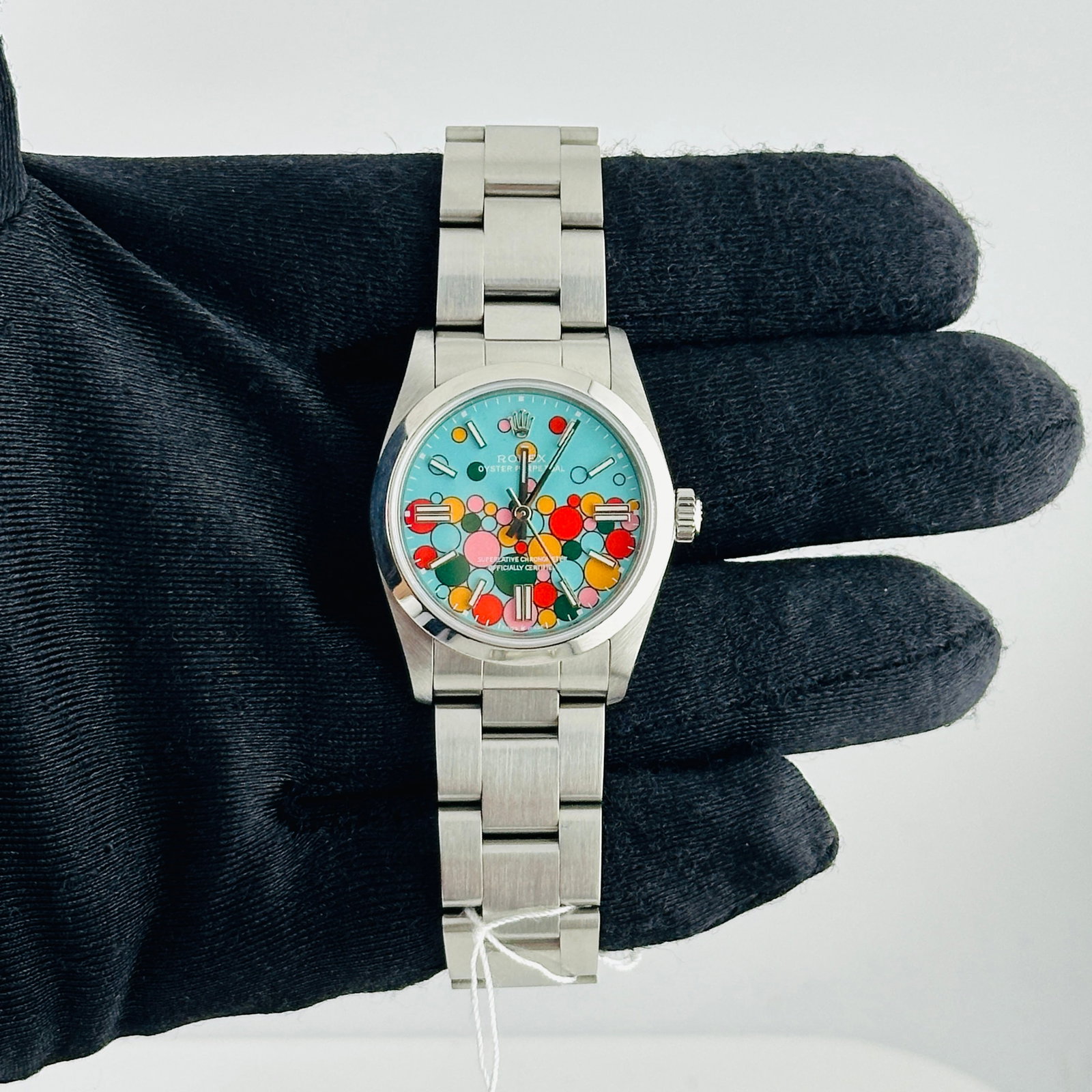 Ladies Rolex Oyster Perpetual 77080 Silver Stick Dial Oyster Bracelet (1 of 5)