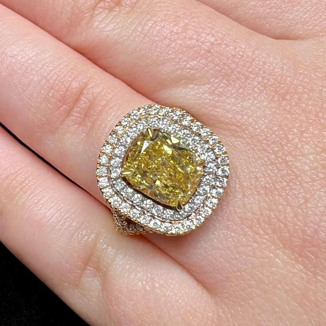 3.10 Ct GIA Fancy Brownish Yellow Diamond Engagement Ring in 18k Pink Gold: 3.10 Ct GIA Fancy Brownish Yellow Diamond Engagement Ring in 18k Pink Gold This exquisite 3.10 ct natural fancy color diamond engagement ring features a stunning round diamond with a fancy brownish ye