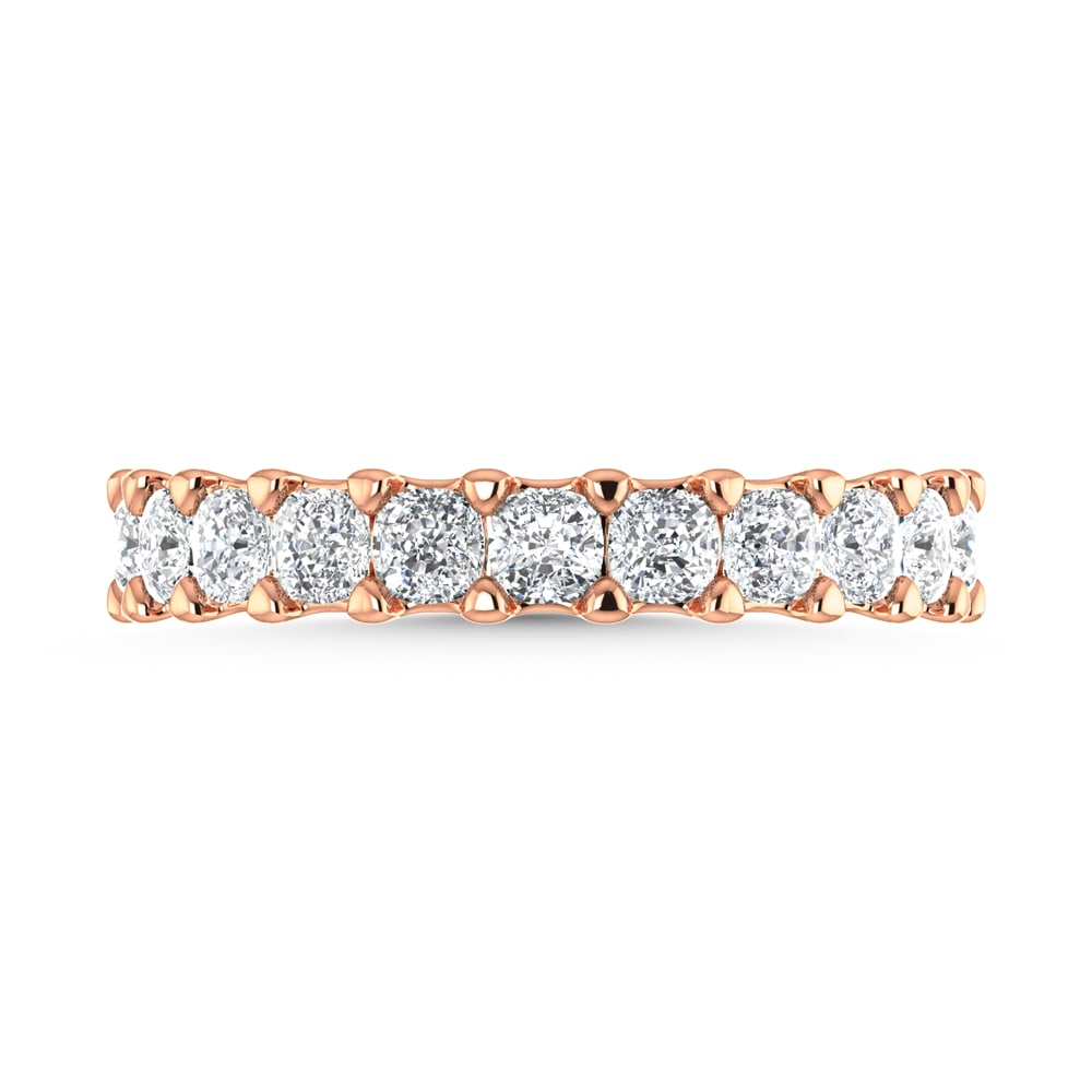 14K Rose Gold 5 3/4 CT Tw. Cushion Shape Diamond Full Eternity Band: 14K Rose Gold 5 3/4 CT Tw. Cushion Shape Diamond Full Eternity Band Celebrate everlasting love with our stunning Diamond Full Eternity Wedding Band. Crafted in precious metal, this timeless piece feat