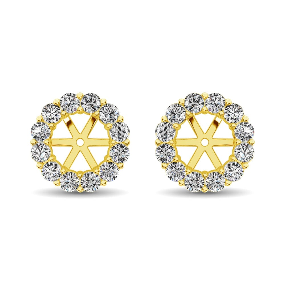 14K Yellow Gold Diamond 1/2 Ct.Tw. Earrings Jacket: 14K Yellow Gold Diamond 1/2 Ct.Tw. Earrings Jacket These beautiful earrings are available in 14K Yellow Gold. There are 14 round diamonds with a total carat weight of 1/2 Ct.Tw. set in a Prong setting