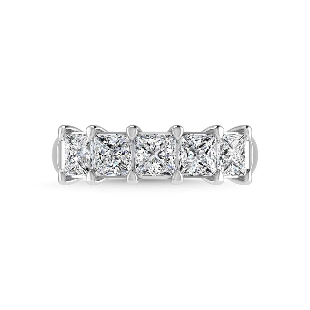 14K White Gold 1 5/8 CT Tw. Princess Shape Lab Grown Diamond Five Stone Anniversary Band: 14K White Gold 1 5/8 CT Tw. Princess Shape Lab Grown Diamond Five Stone Anniversary Band Celebrate everlasting love with our stunning Diamond Full Eternity Wedding Band. Crafted in precious metal, thi