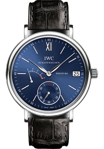 IWC Portofino Eight Days Blue Dial IW510106 Leather Strap Watch 2017 Card: IWC Portofino Eight Days Blue Dial IW510106 Leather Strap Watch 2017 Card This IWC Portofino Hand-Wound Eight Days wristwatch features a striking blue dial and a smooth bezel. Designed for men, it com