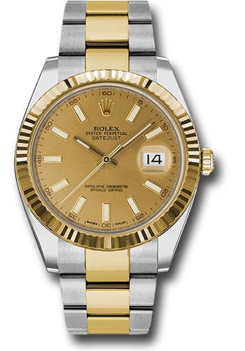 Datejust 41 Ref 126333 Champagne Dial Oyster Bracelet 2017 Card: Datejust 41 Ref 126333 Champagne Dial Oyster Bracelet 2017 Card Rolex Datejust 41 ref. 126333 features a champagne index dial, fluted bezel, and Oyster bracelet. This men's luxury timepiece is part of