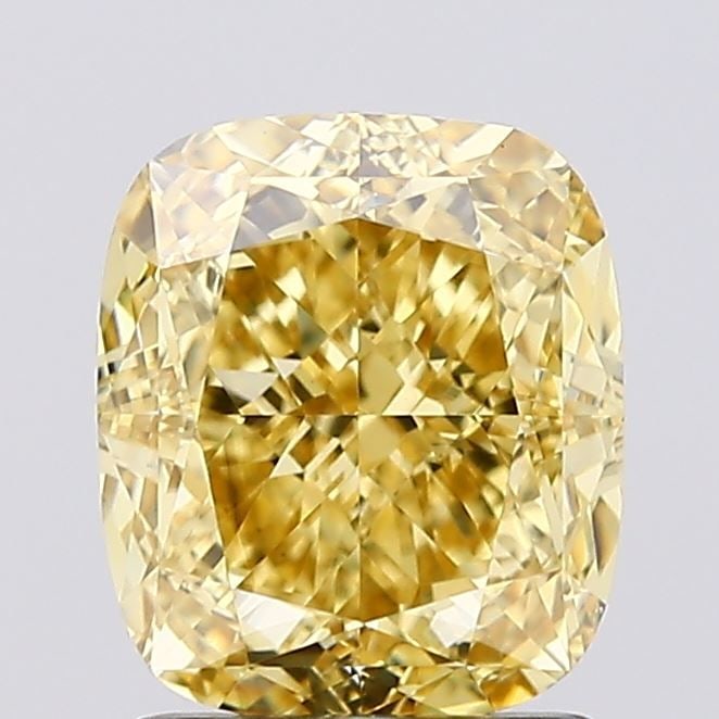 Loose Diamond - CUSHION MODIFIED 1.83ct Fancy Intense Yellow VS1: Loose Diamond - CUSHION MODIFIED 1.83ct Fancy Intense Yellow VS1 Source: This is a real non-mined Diamond that has been grown in a lab Shape: CUSHION MODIFIED Carats: 1.83 Color: Fancy Intense Yellow 