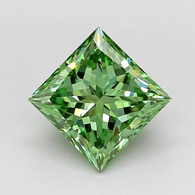 Loose Diamond - PRINCESS 1.26ct Fancy Vivid Green VS1: Loose Diamond - PRINCESS 1.26ct Fancy Vivid Green VS1 Source: This is a real non-mined Diamond that has been grown in a lab Shape: PRINCESS Carats: 1.26 Color: Fancy Vivid Green Certification: IGI Vid
