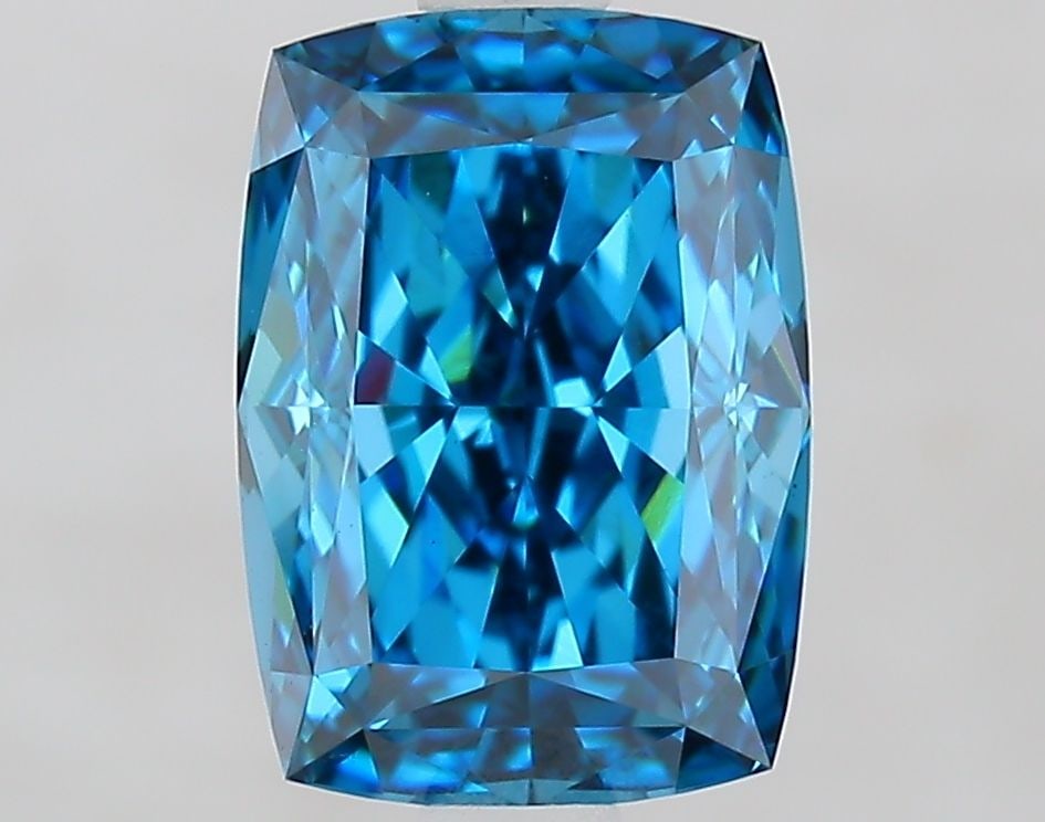 Loose Diamond - CUSHION MODIFIED 2.1ct Fancy Vivid Blue VS1: Loose Diamond - CUSHION MODIFIED 2.1ct Fancy Vivid Blue VS1 Source: This is a real non-mined Diamond that has been grown in a lab Shape: CUSHION MODIFIED Carats: 2.1 Color: Fancy Vivid Blue Certificat