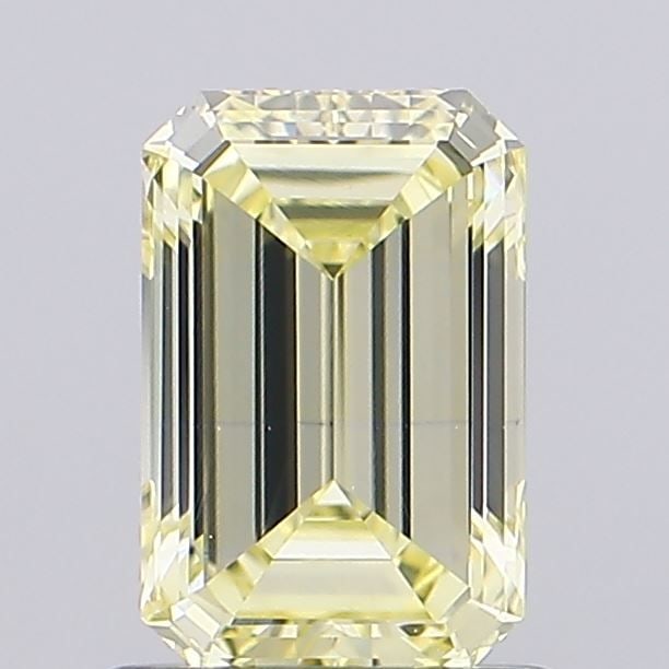 Loose Diamond - EMERALD 1.02ct Fancy Light Yellow VS2: Loose Diamond - EMERALD 1.02ct Fancy Light Yellow VS2 Source: This is a real non-mined Diamond that has been grown in a lab Shape: EMERALD Carats: 1.02 Color: Fancy Light Yellow Certification: IGI Vid