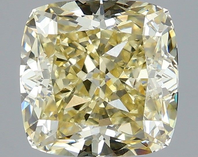 Loose Diamond - CUSHION MODIFIED 3.08ct Fancy Light Yellow VS1: Loose Diamond - CUSHION MODIFIED 3.08ct Fancy Light Yellow VS1 Source: This is a real non-mined Diamond that has been grown in a lab Shape: CUSHION MODIFIED Carats: 3.08 Color: Fancy Light Yellow Cert