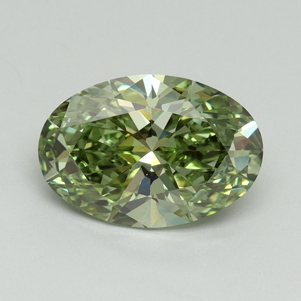 Loose Diamond - OVAL 2.15ct Fancy Vivid Green VS1: Loose Diamond - OVAL 2.15ct Fancy Vivid Green VS1 Source: This is a real non-mined Diamond that has been grown in a lab Shape: OVAL Carats: 2.15 Color: Fancy Vivid Green Certification: IGI Video: