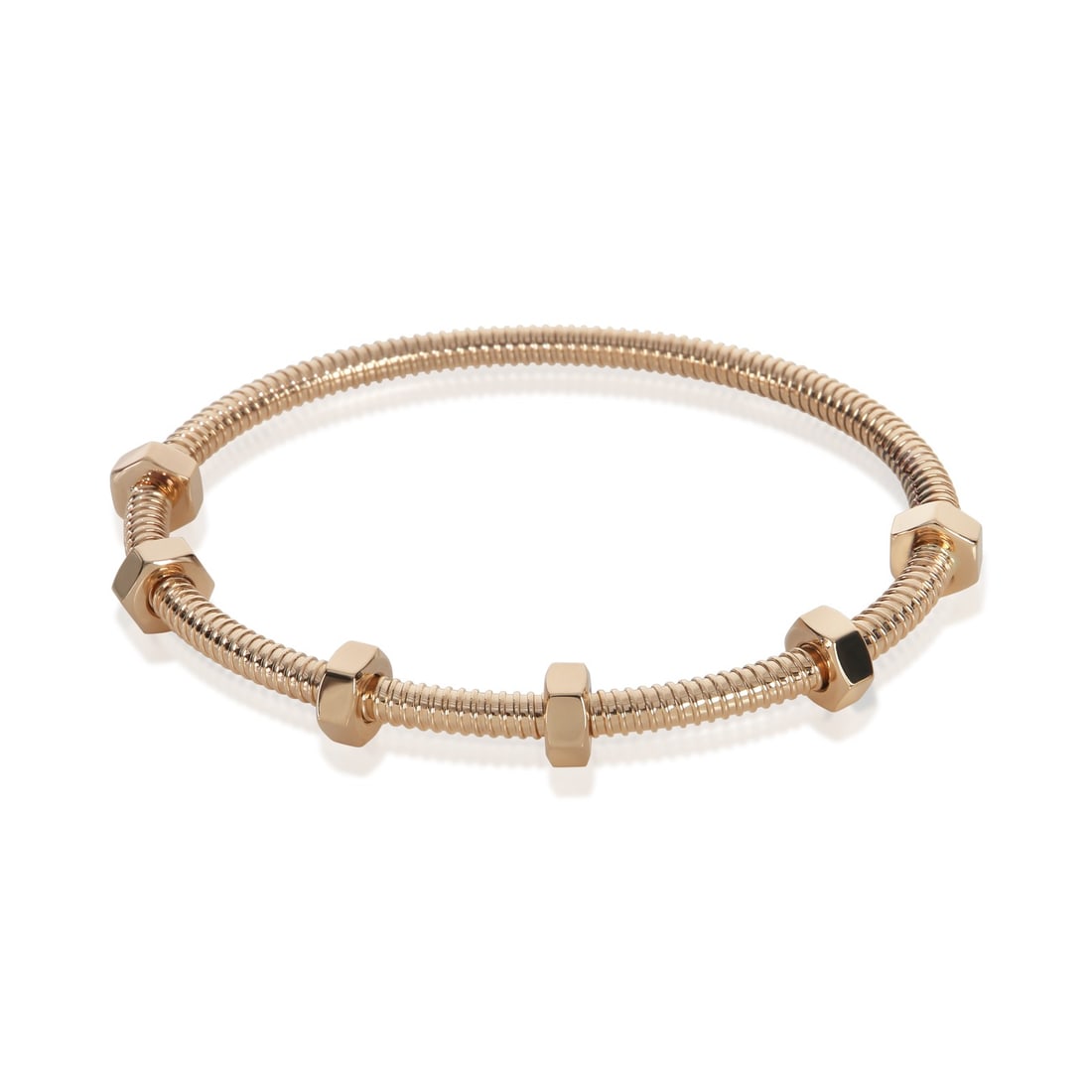 Cartier Ecrou 18k Rose Gold Women's Bracelet with Box and Pouch: Cartier Ecrou 18k Rose Gold Women's Bracelet with Box and Pouch This Cartier Ecrou bracelet is crafted from 18k rose gold and features a pusher clasp. The bracelet measures 16 cm in length and is desi