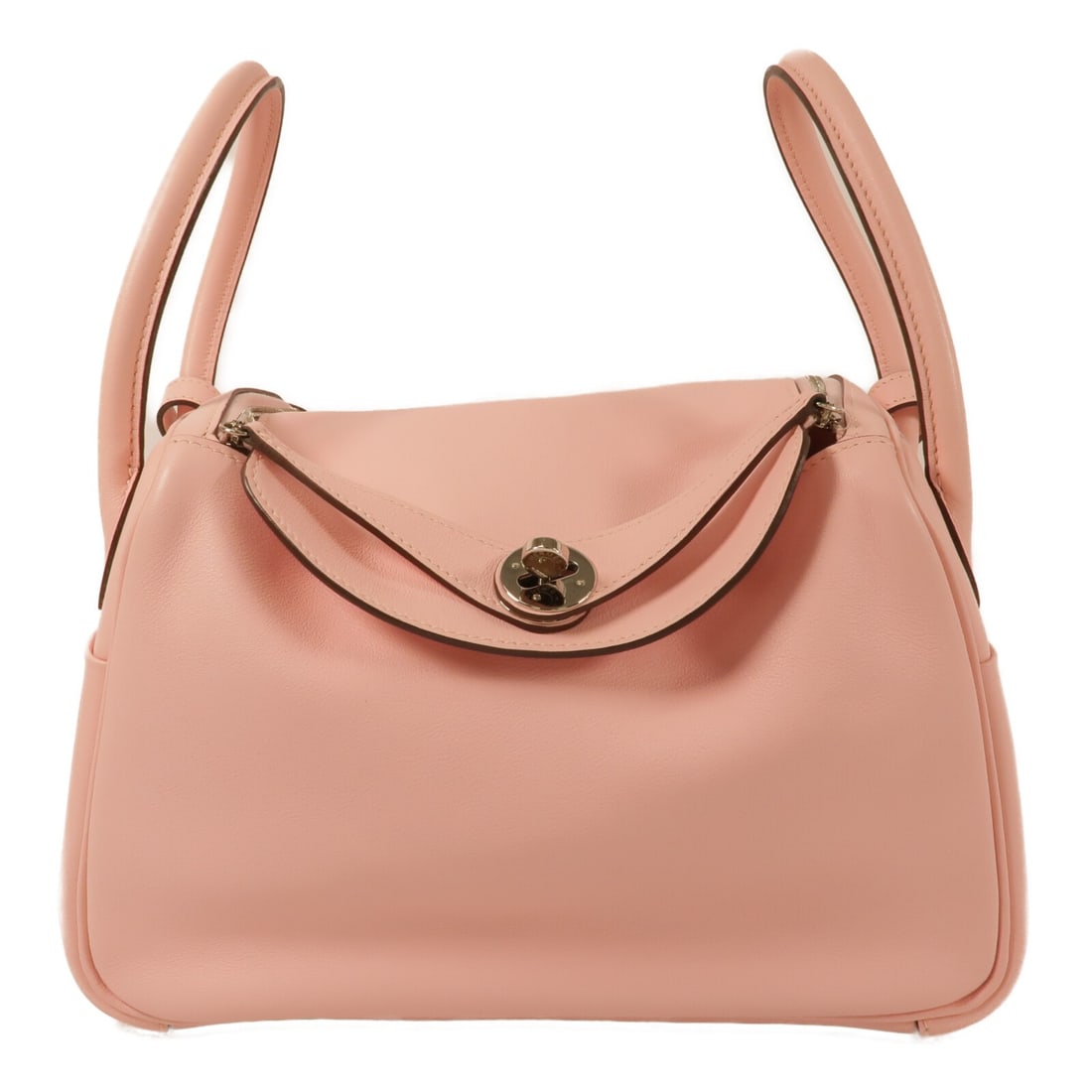 Hermes Lindy 26 Pink Vaux Swift Leather Shoulder Bag: Hermes Lindy 26 Pink Vaux Swift Leather Shoulder Bag This Hermes Lindy 26 is a versatile 2-way shoulder bag crafted from Vaux Swift calfskin leather in a Rose Sakura pink color. Designed for women, it