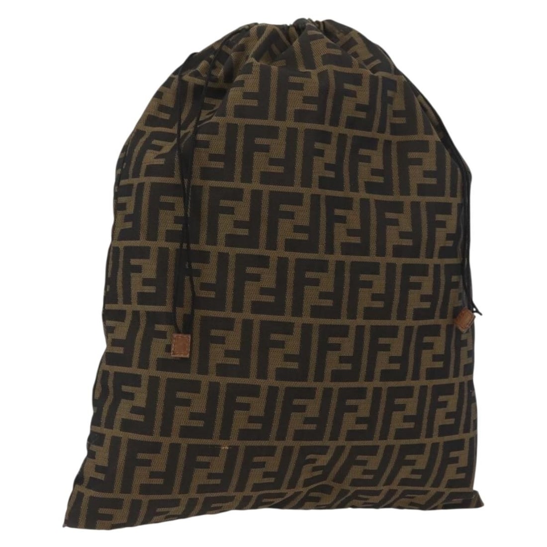 Fendi Zucca Canvas Black Brown Drawstring Clutch Bag: Fendi Zucca Canvas Black Brown Drawstring Clutch Bag This FENDI clutch bag features the iconic Zucca canvas in black and brown, designed with a drawstring closure. Made in Italy, it is intended for wo