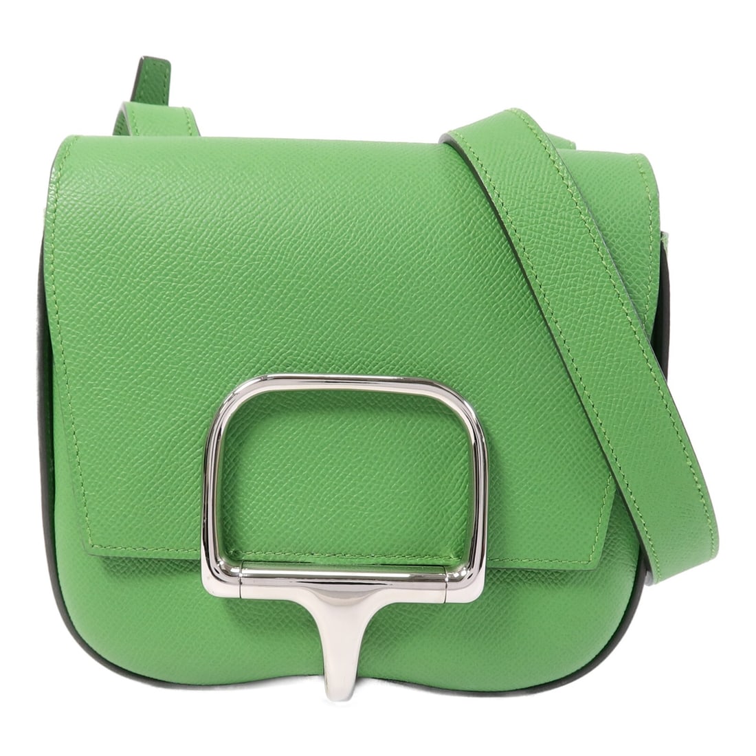 Hermes Della Cavalleria Mini Epsom Leather Shoulder Bag Vert Yucca: Hermes Della Cavalleria Mini Epsom Leather Shoulder Bag Vert Yucca This Hermes Della Cavalleria Mini Shoulder Bag is crafted from Epsom calfskin leather in a striking Vert Yucca green. Designed for wo