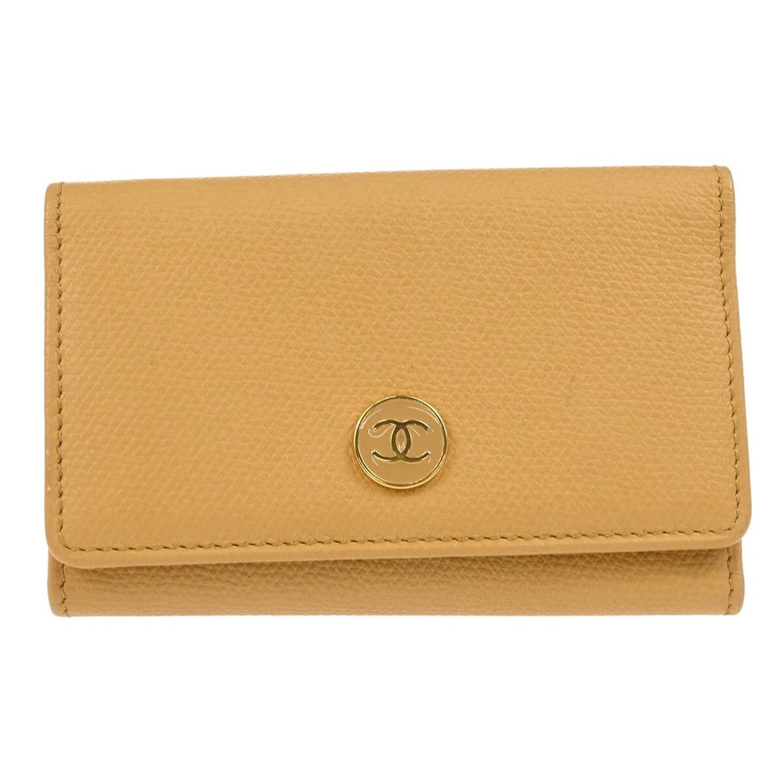 Chanel Caviar Skin Beige Vintage Key Case with Six Hooks and Logo Button: Chanel Caviar Skin Beige Vintage Key Case with Six Hooks and Logo Button This Chanel six hook key case is crafted from beige caviar calfskin and features a button logo accent. Designed for women, it i
