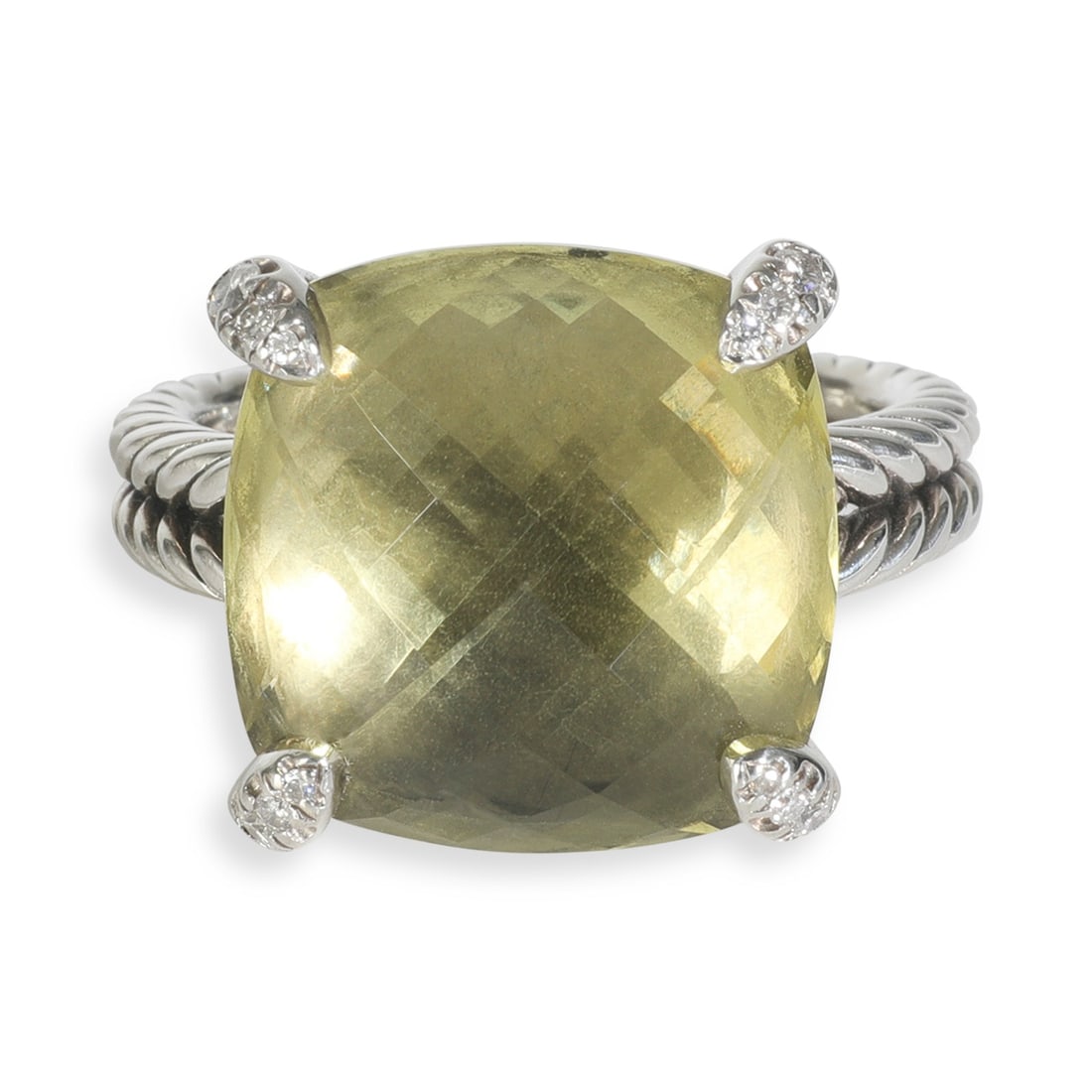Chatelaine Ring in Sterling Silver with Lemon Quartz and Diamonds Size 5.5 (1 of 6)