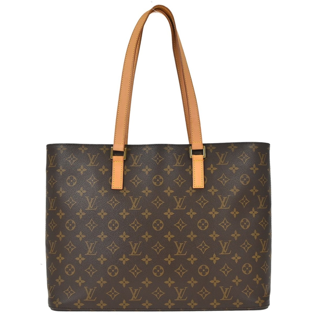 Louis Vuitton Luco Monogram Canvas Shoulder Tote Bag M51155: Louis Vuitton Luco Monogram Canvas Shoulder Tote Bag M51155 This Louis Vuitton Monogram Luco Shoulder Tote Bag features the iconic monogram canvas leather exterior in brown, complemented by beige doub