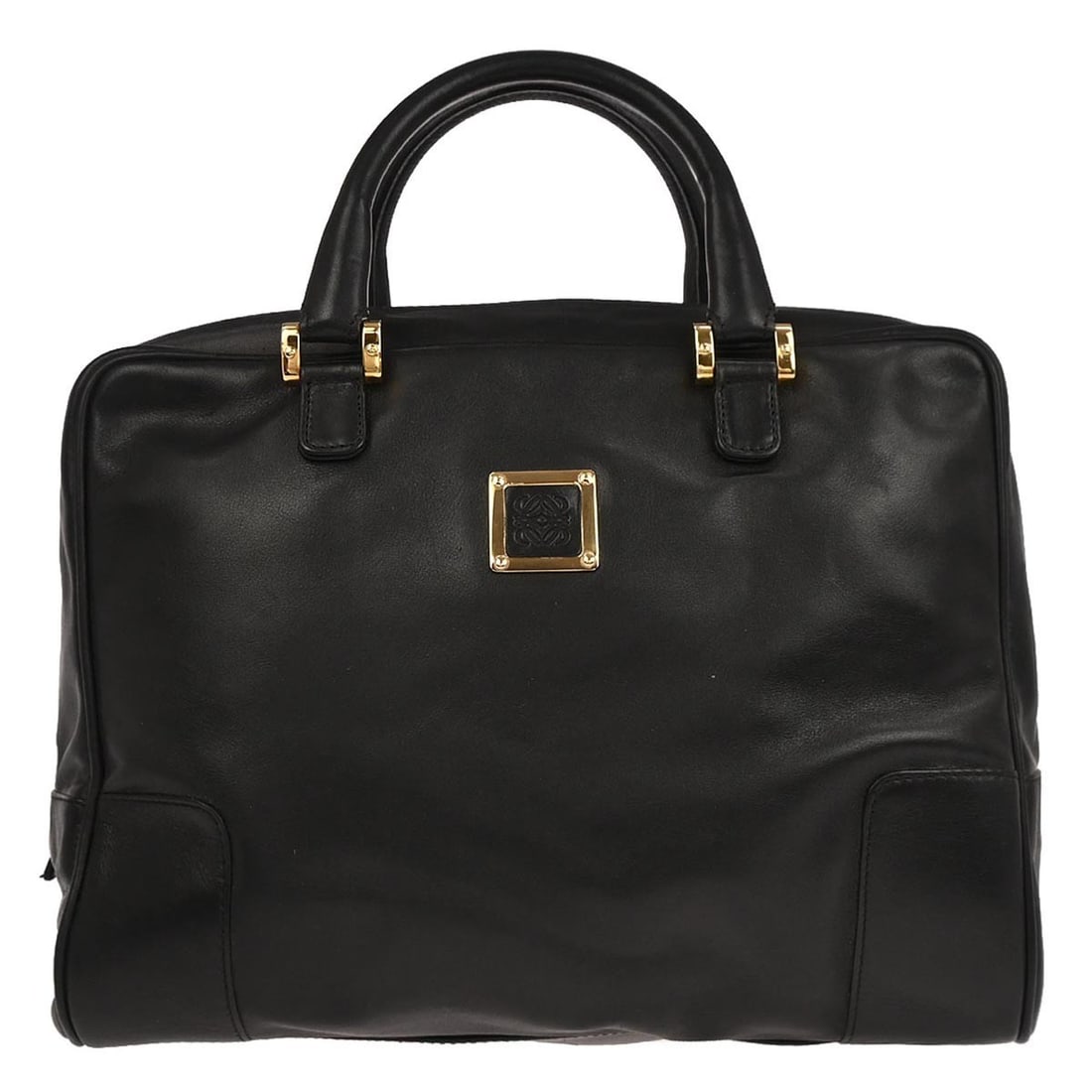 Amazona 32 Medium Black Leather Top Handle Bag by Loewe: Amazona 32 Medium Black Leather Top Handle Bag by Loewe This Loewe Amazona 32 handbag features black leather construction with a medium-sized top handle design. It is equipped with a zip closure, doub