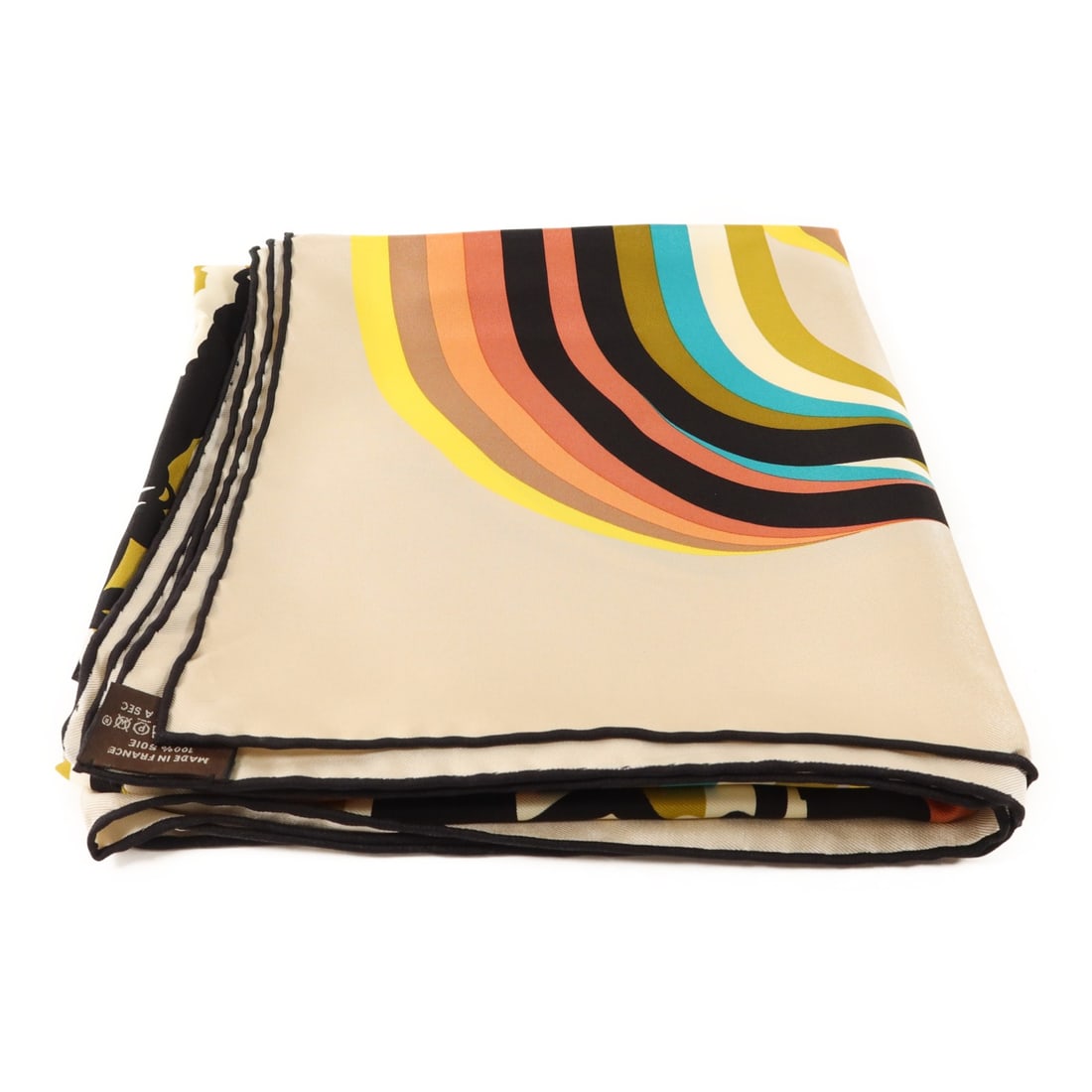 Hermes Silk Scarf 90x90 Black Beige Multicolor France: Hermes Silk Scarf 90x90 Black Beige Multicolor France Hermes scarf crafted from silk, featuring a black, beige, and multicolor design. Made in France, this regular size scarf is in very good condition