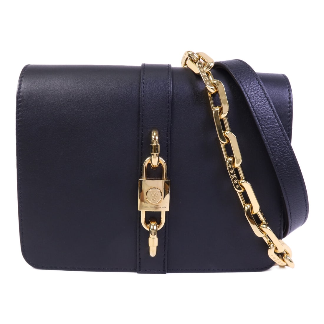 Louis Vuitton Rendez-Vous Black Calfskin Shoulder Bag with Gold Hardware: Louis Vuitton Rendez-Vous Black Calfskin Shoulder Bag with Gold Hardware This Louis Vuitton Rendez-Vous Chain Shoulder Bag is crafted from black calfskin leather and features gold-tone hardware. Desig